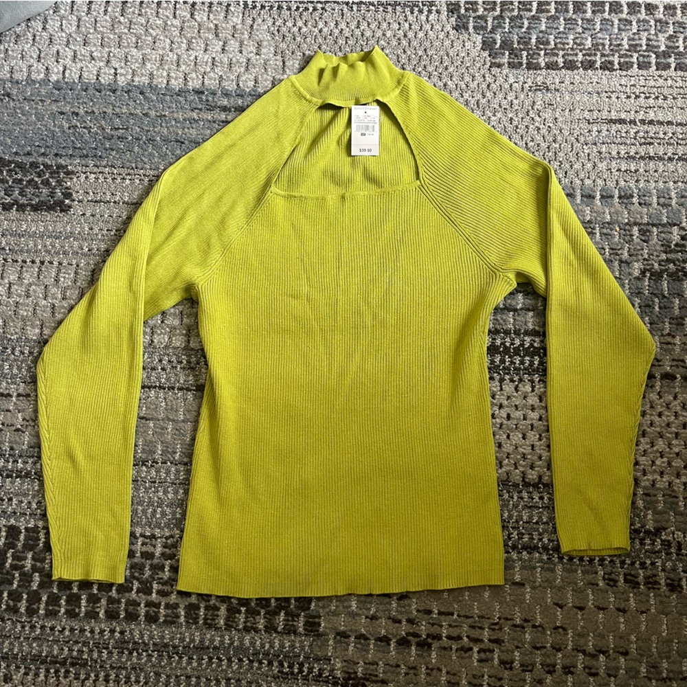 NWT Ashley Stewart Sweater in Chartreuse Green, Yellow, Size 14/16